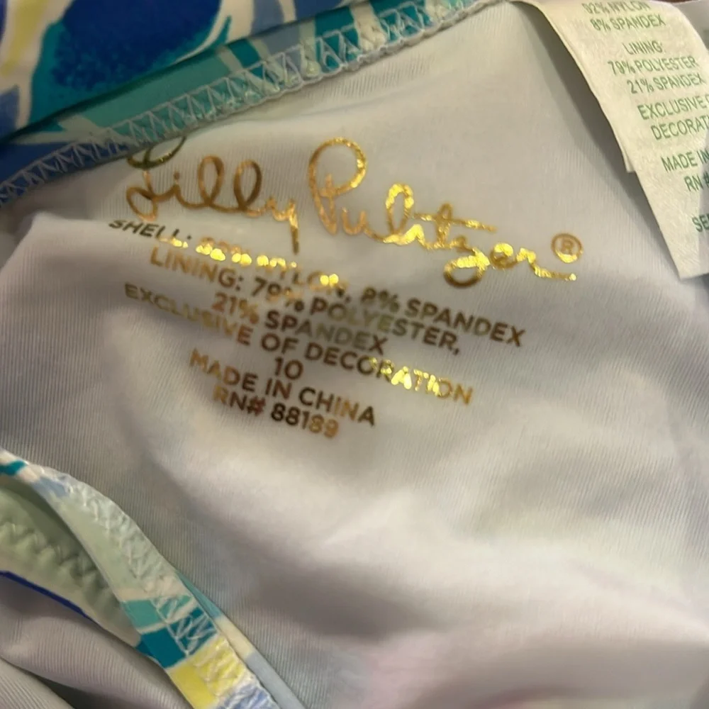 Lilly Pulitzer Girl’s Joni Swimsuit Sizes 10 & 12 in print celestial seas EUC